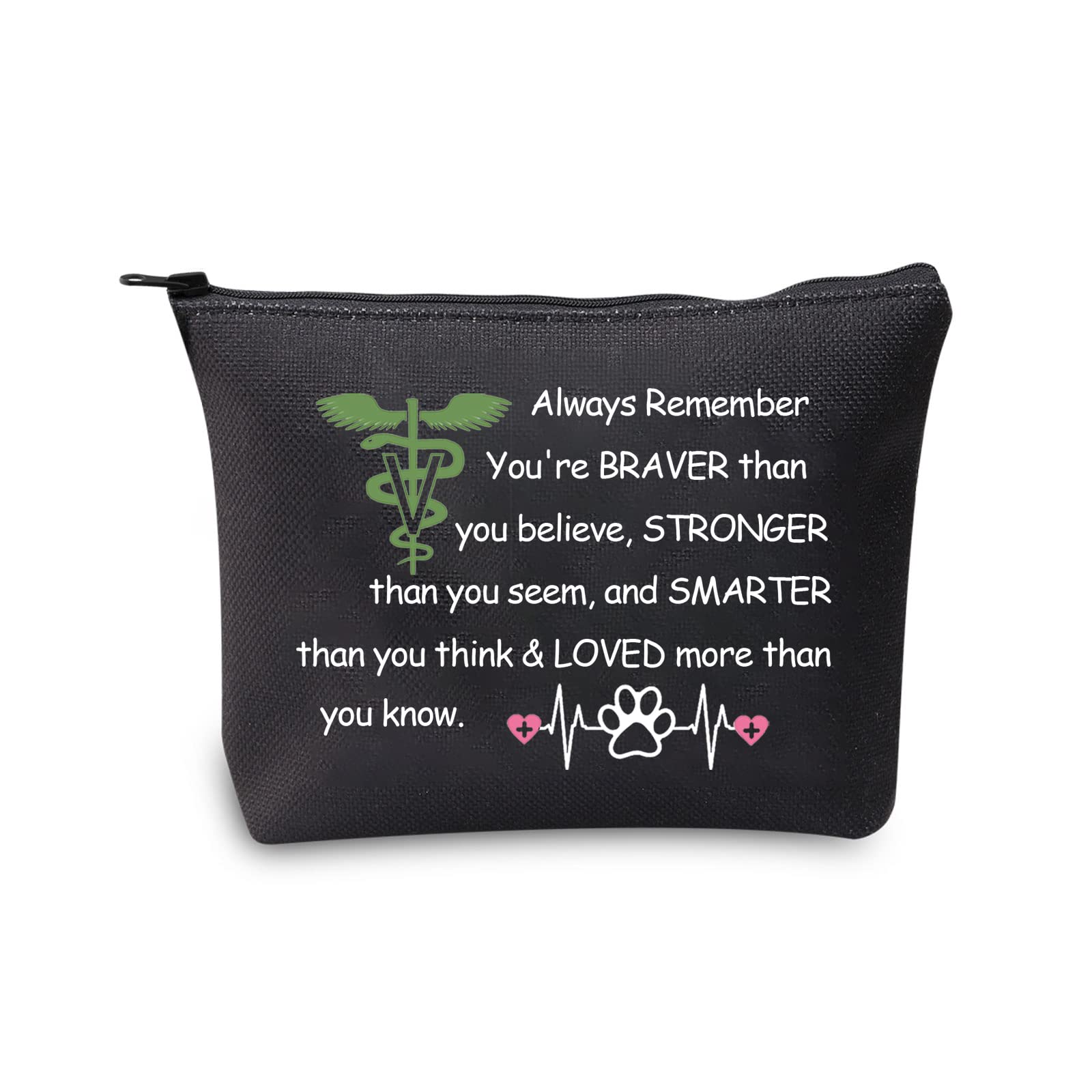 Veterinarian Gifts for Vet Techs & Students - Black Zipper Pouch Makeup Bag for Travel & Toiletry | Perfect Cosmetic Bag for Veterinary Professionals & Animal Lovers