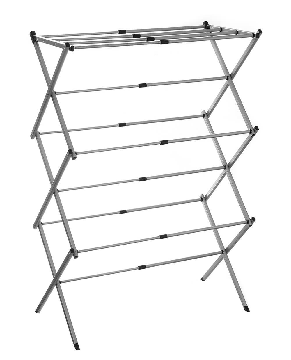 Expandable Concertina Clothes Drying Rack - Foldable Laundry Drying Stand for Indoor & Outdoor Use - Space Saving Grey Clothes Airer for Apartments, Camping & Travel