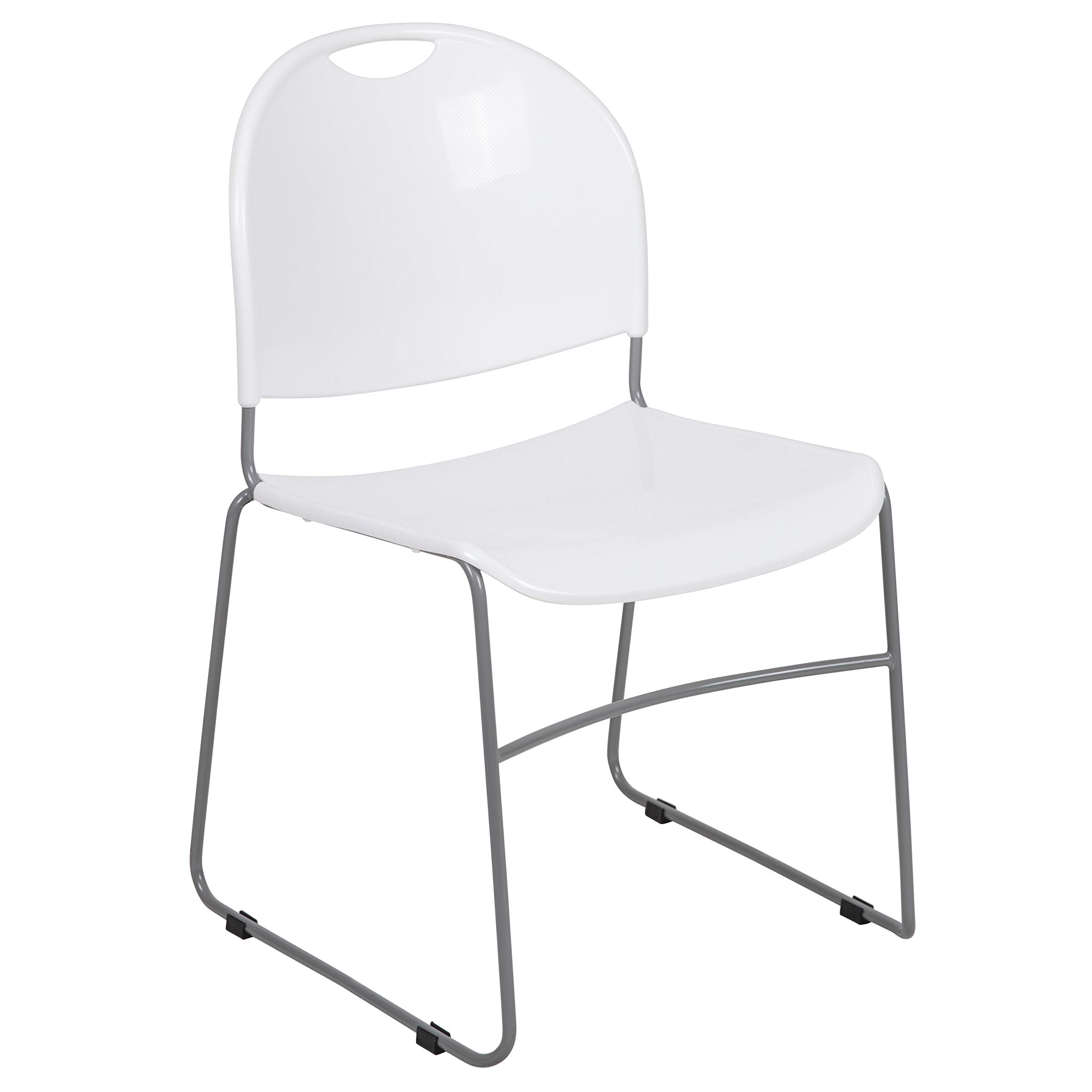Ultra-Compact White Stackable School Chair - Lightweight Office Guest Chair & Student Chair for Classrooms, Events, and Small Spaces