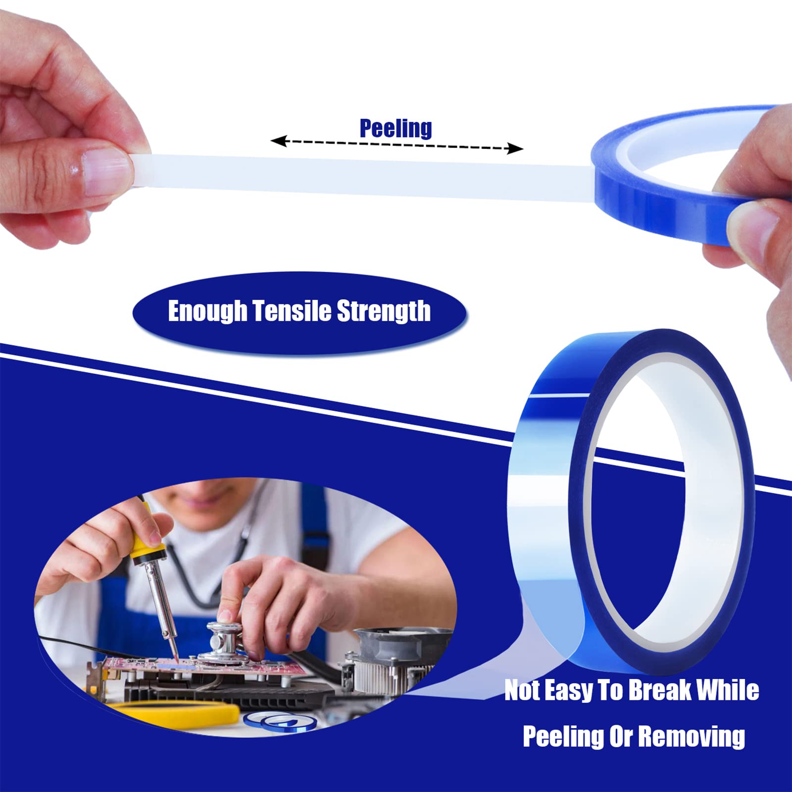 2 Rolls 20mm x 33m (108ft) High Temperature Heat Resistant Tape - Blue Heat Transfer Tape for Sublimation Press, Vinyl HTV, No Residue - Perfect for T-Shirt Printing, DIY Crafts & Heat Press Projects