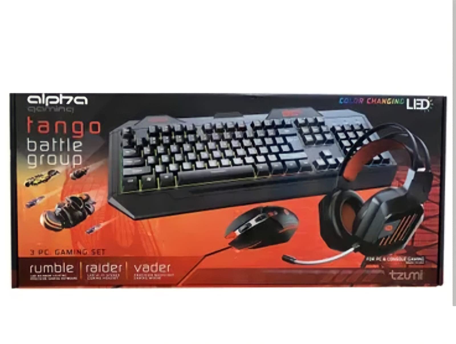Tzumi 3-Piece Gaming Combo Set - Wired RGB Gaming Keyboard, Ergonomic Mouse & Noise-Cancelling Headset for PC, PS4, Xbox - Perfect for Esports, Streaming & Office Work