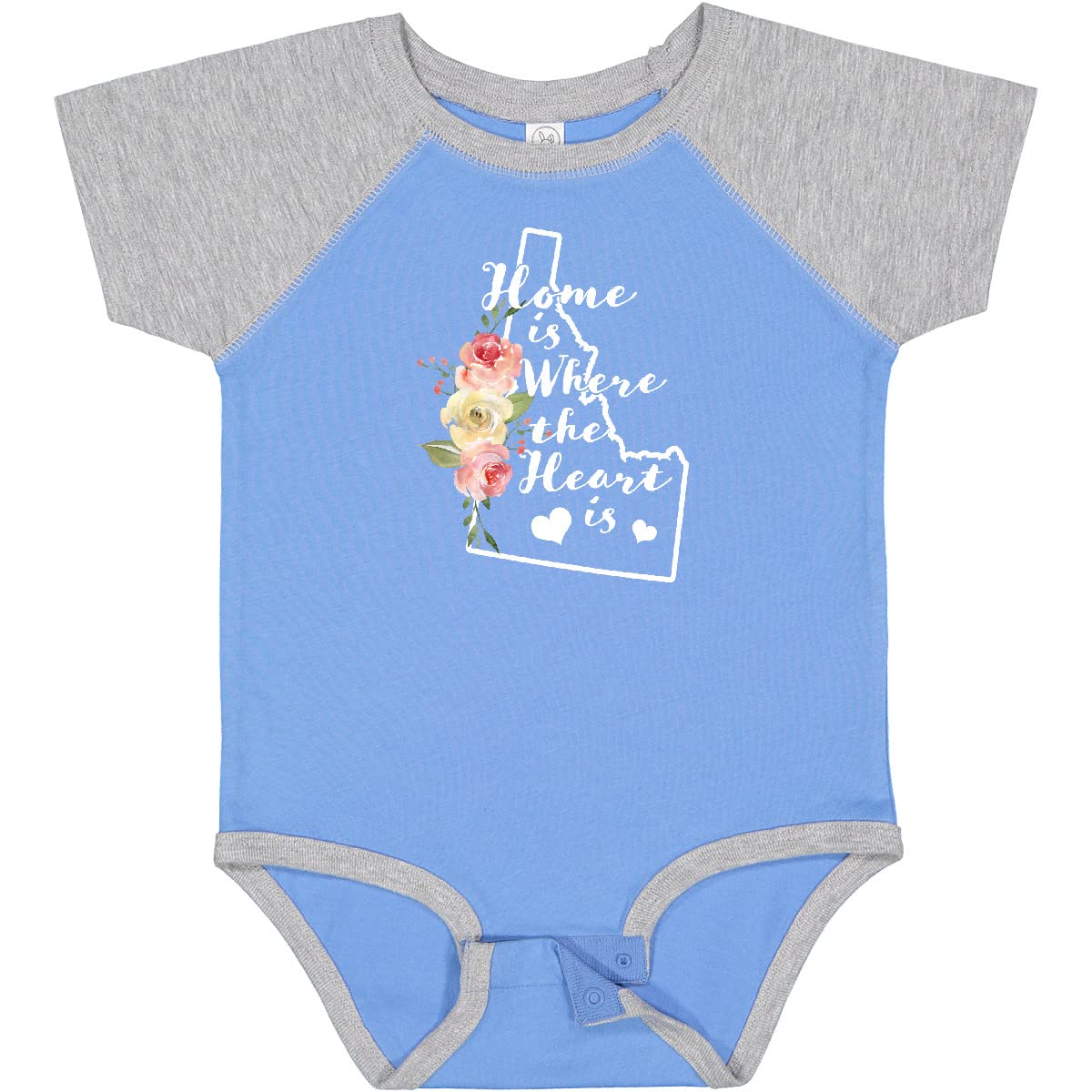 Inktastic Idaho Home is Where The Heart is Watercolor Floral Baby Bodysuit - Soft Cotton Infant Onesie for Newborns, Baby Showers & Family Photos