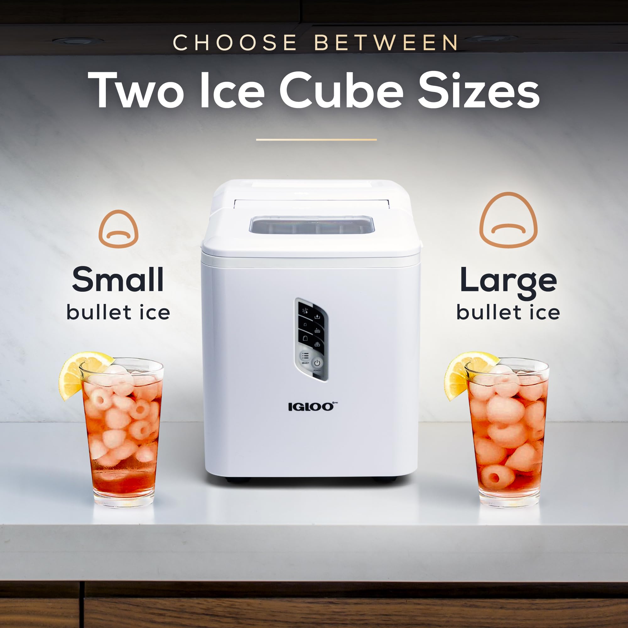 Igloo Automatic Ice Maker Machine - Self-Cleaning Countertop Ice Maker with LED Display, Produces 26 lbs of Ice in 24 Hours (9 Large/Small Cubes in 7 Mins) - Includes Ice Scoop - Perfect for Home, Office, Parties, Cocktails, and Beverages