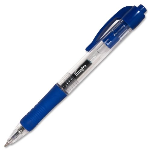 Wholesale Case of 25 Integra Retractable 0.5mm Gel Pens - Blue Barrel, Fine Point, Permanent Ink for Office, School & Note Taking