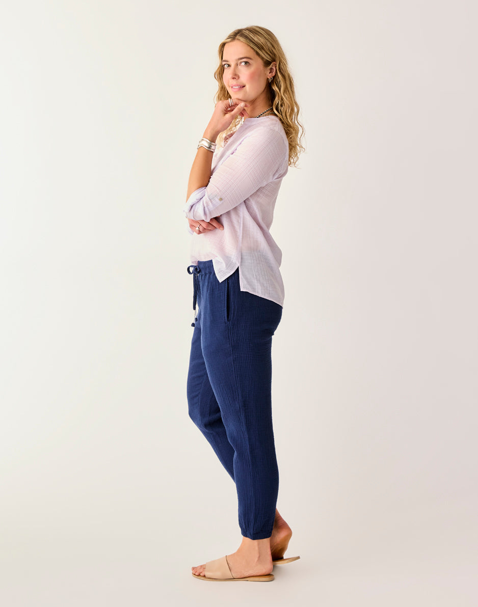 Calista Gauze Pant - Soft & Breathable Women's Lounge Pants in Navy Blue | Perfect for Yoga, Relaxing at Home & Casual Wear