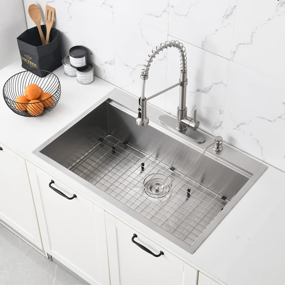 30x22 Inch Stainless Steel Drop-In Kitchen Sink Workstation - 16 Gauge Deep Single Bowl with Cutting Board | Perfect for Meal Prep, Dishwashing & Small Kitchen Spaces | Bokaiya