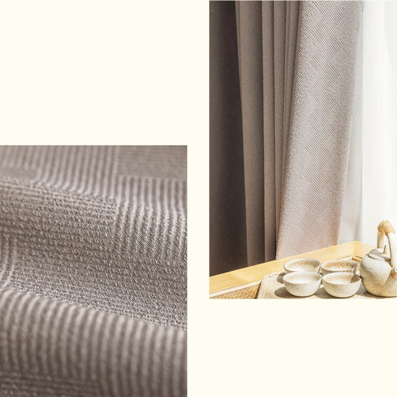Elena Striped Chenille Curtain Swatch - Soft Textured Window Drapes for Living Room & Bedroom Decor