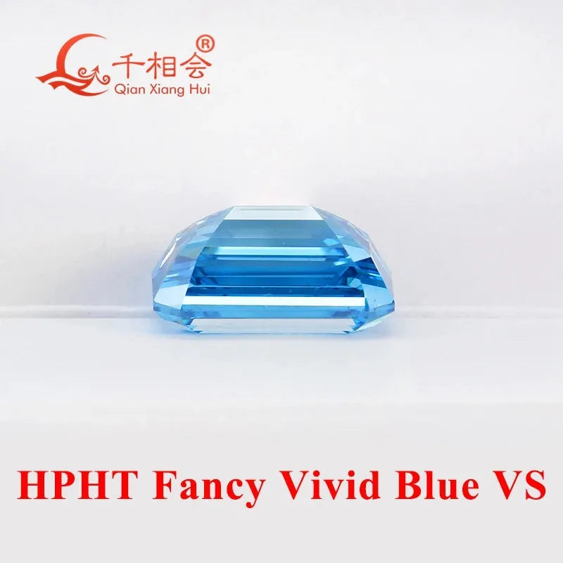 1.028ct VS1 Clarity Emerald Shape HPHT Lab Grown Diamond - Fancy Vivid Blue, GEMID Certified Loose Stone for Engagement Rings & Fine Jewelry