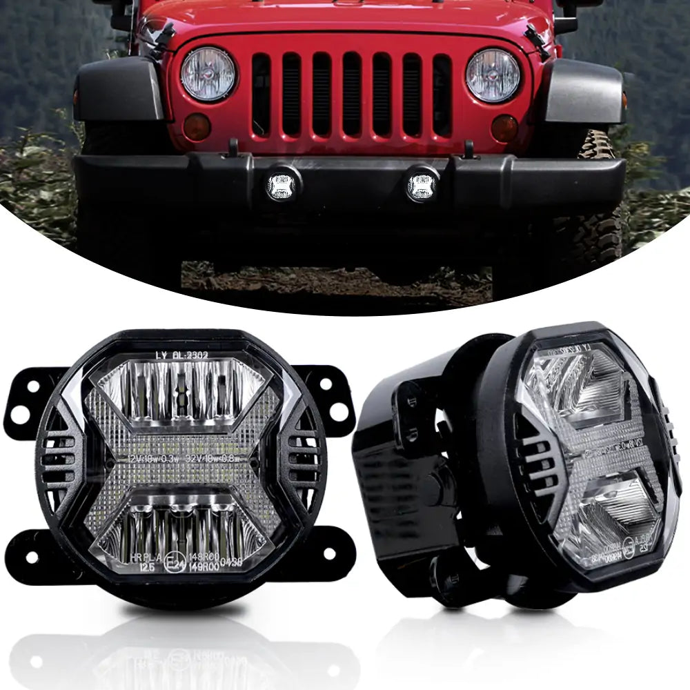 LOYO 4 Inch LED Fog Lights - Waterproof Off-Road Lights for Jeep Wrangler JK & JKU (2007-2018) - DOT & E-Mark Certified - Perfect for Night Driving, Off-Roading & Extreme Weather Conditions