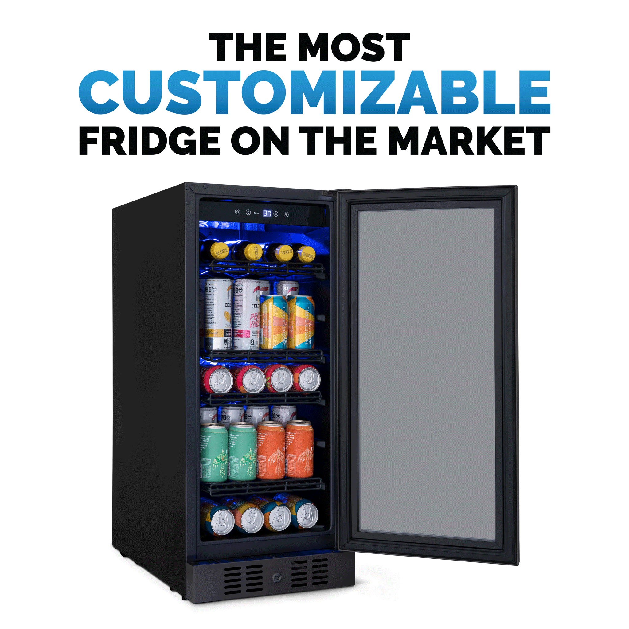 Newair® 80 Can 33 Bottle Built-In Black Beverage Refrigerator - Perfect for Home Bars, Office, and Party Drink Storage