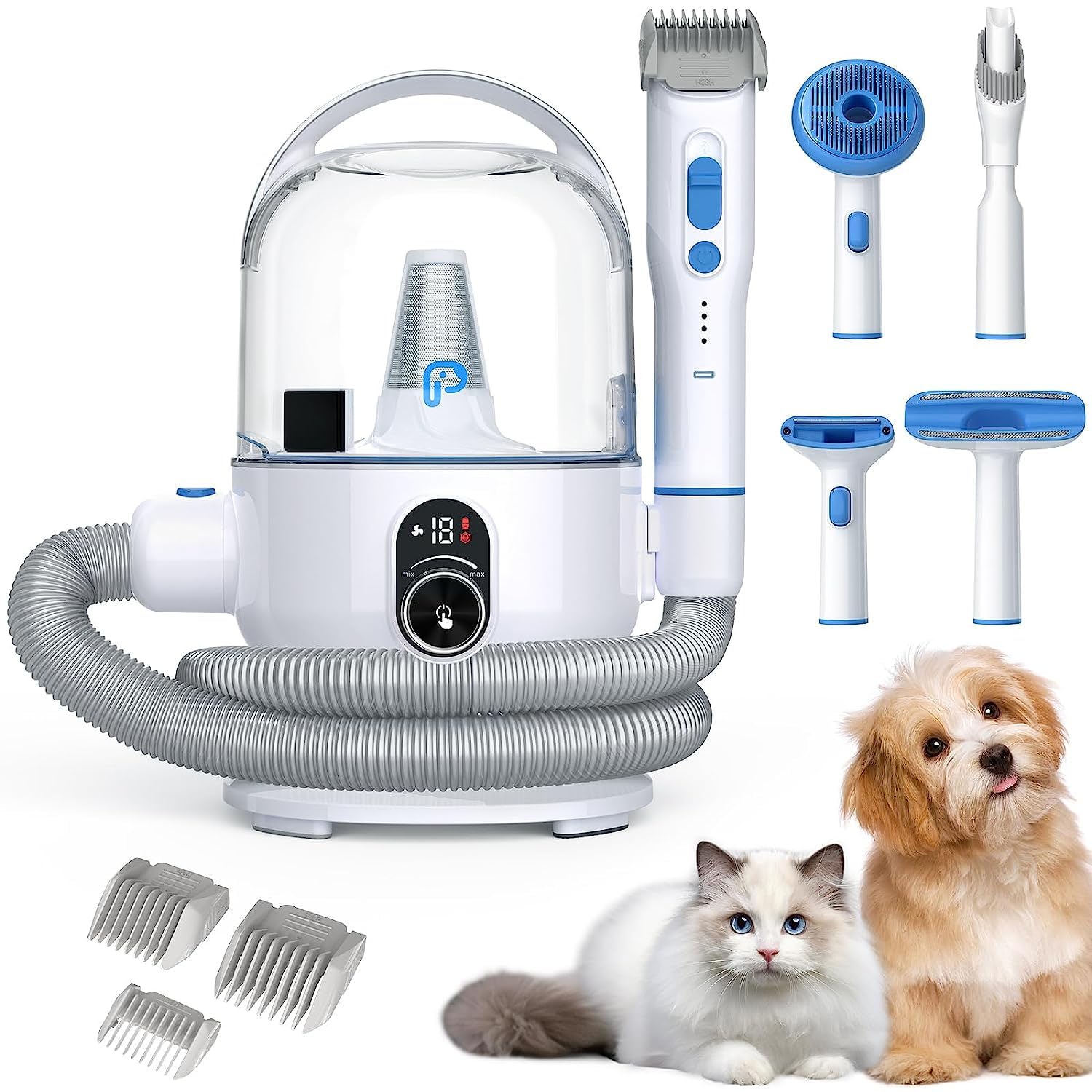 5-in-1 Pet Grooming Vacuum for Dogs & Cats - 99% Hair Removal, 2L Large Dust Cup, Low Noise Dog Hair Vacuum Cleaner - Perfect for Shedding Control & Home Pet Grooming
