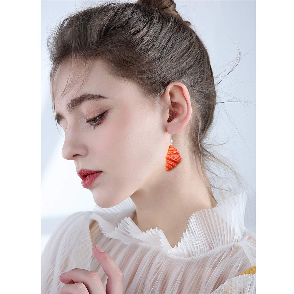 DAMLENG 6 Pairs Handmade Croissant French Bread Toast Drop Earrings - Cute Unique Baguette Dangle Earrings Set for Women - Yellow Food Simulation Jewelry - Perfect for Cosplay, Gift Giving & Fashion Accessories