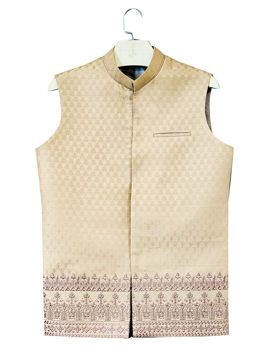 Stylish Blended Brown Waistcoat by J. Junaid Jamshed | Premium Formal Vest for Men | Perfect for Office Wear, Weddings & Special Occasions