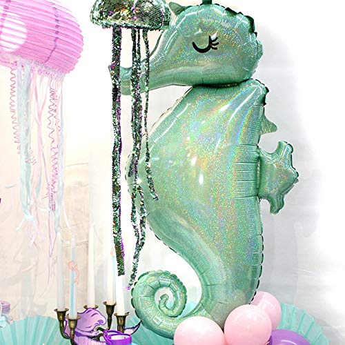Anagram 3780001 Mermaid Wishes Seahorse Supershape Foil Balloon - Birthday Party Decorations, Baby Shower, Pool Party & Ocean Theme Events