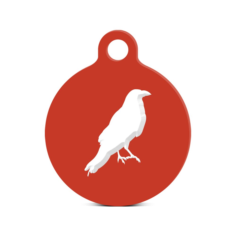 Engraved Crow Round Keychain with Tab - Assorted Colors (Raven Blackbird) - Perfect for Gifts, Home Decor, and Gothic Accessories