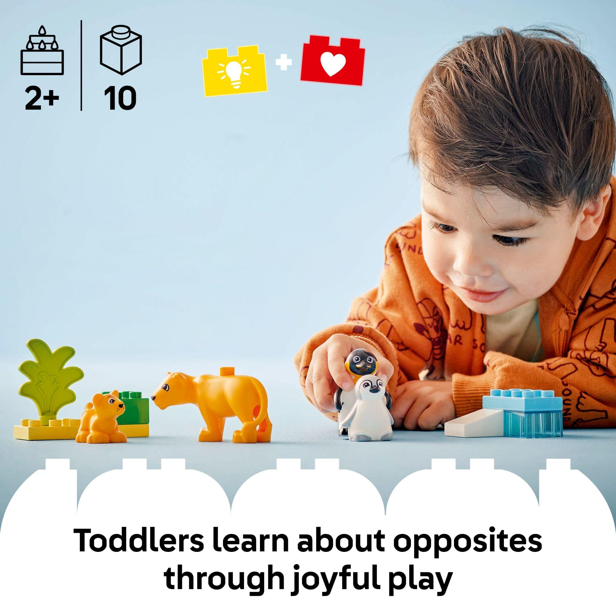 LEGO DUPLO Town Wild Animal Families Penguins & Lions Building Toy Playset - Educational Preschool Learning Toy for Toddlers, Boys & Girls Ages 2+ - Perfect Birthday Gift & Baby Shower Present - Encourage Creativity & Animal Recognition - Great for Daycare, Playtime & Early Childhood Development (10442)