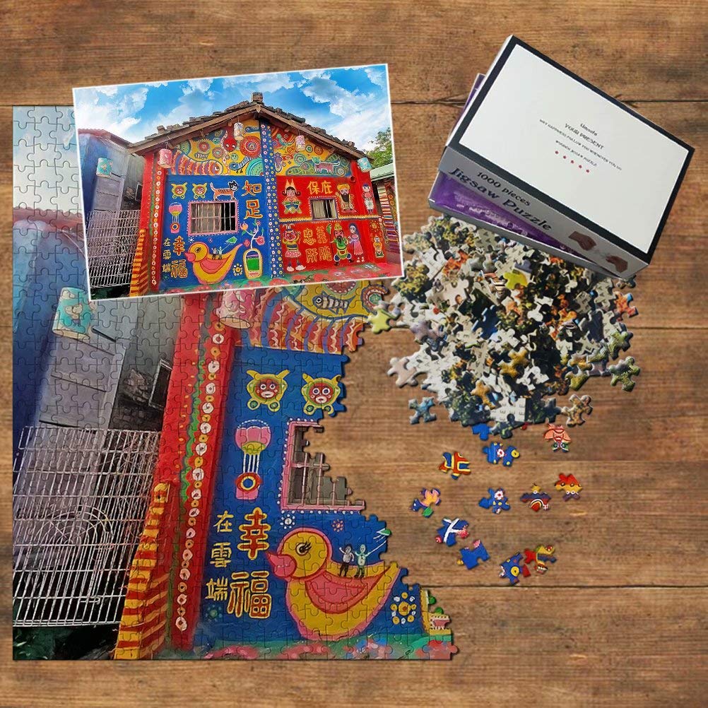 1000 Piece Taiwan Rainbow Village Taichung Wooden Jigsaw Puzzle - Travel Souvenir & Home Decor for Adults & Kids - Perfect for Family Game Night, Stress Relief & Wall Art Display