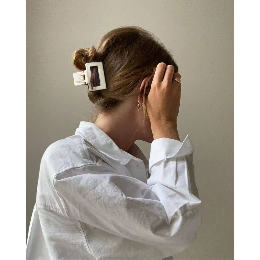 Bolonar 4Pcs Small Hair Clips for Thin & Thick Hair - 2 Inch Square Matte Neutral Color Claw Clips for Women | Perfect for Office, School, and Everyday Styling