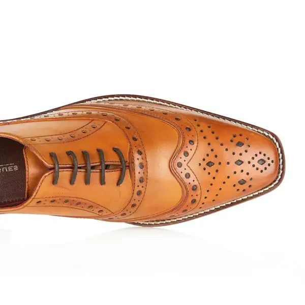 Men's Tan London Brogues Sidney Oxford Shoes - Classic Formal & Casual Dress Shoes for Business, Office & Wedding Events