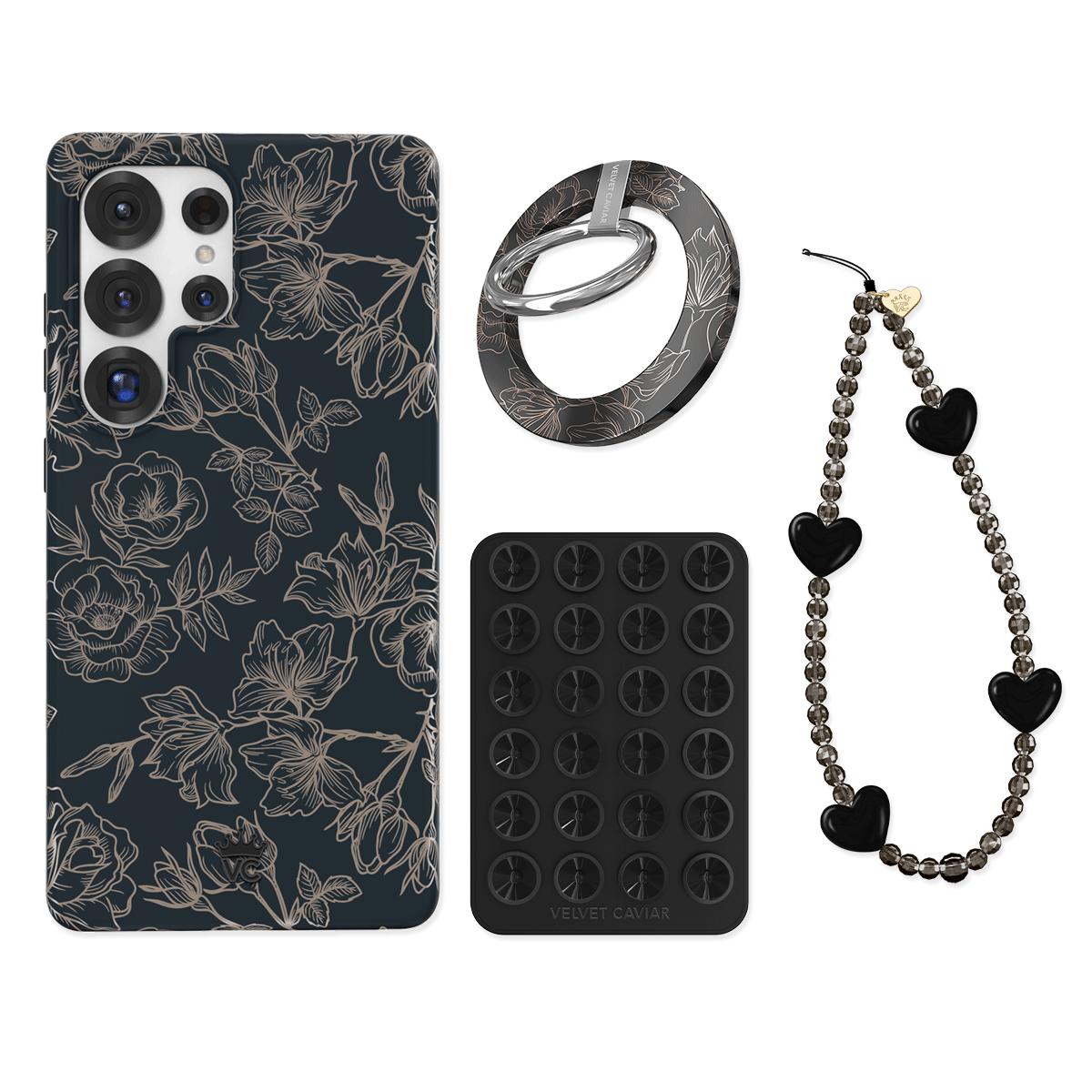 Floral Rose Gold Chrome Samsung Phone Case with Grip - Stylish Protective Cover for Samsung Galaxy S21/S20/Note 20 - Perfect for Everyday Use, Work & Travel