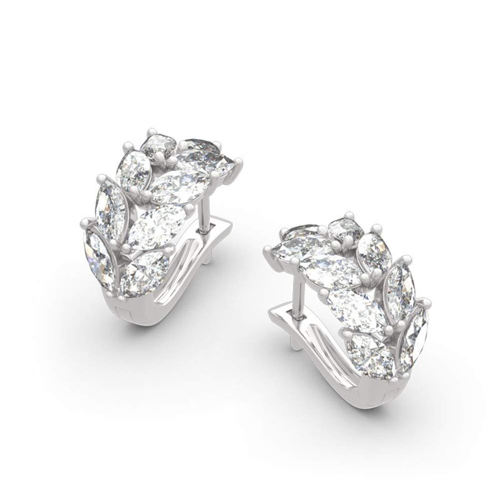 Jeulia Sterling Silver Marquise Cut Leaf Design Hoop Earrings for Women & Teens – Perfect Gift for Girlfriend, Wife, Bride, Birthday with Jewelry Box | Elegant Everyday Wear & Special Occasions