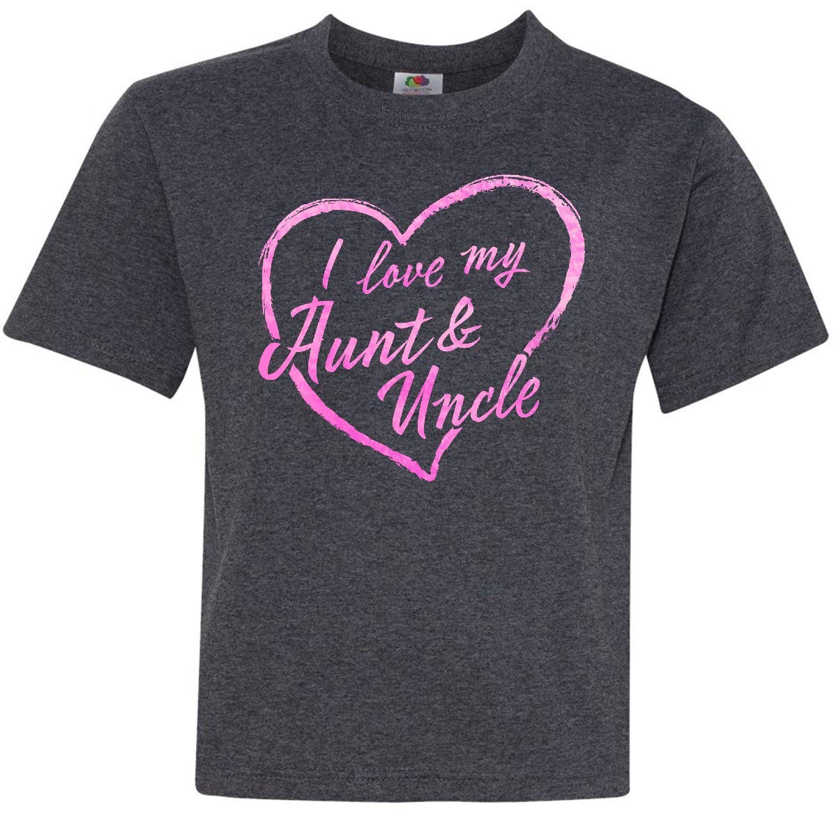 Inktastic I Love My Aunt and Uncle Pink Chalk Heart Youth T-Shirt - Cute Gift for Nieces & Nephews, Family Reunions & Matching Outfits