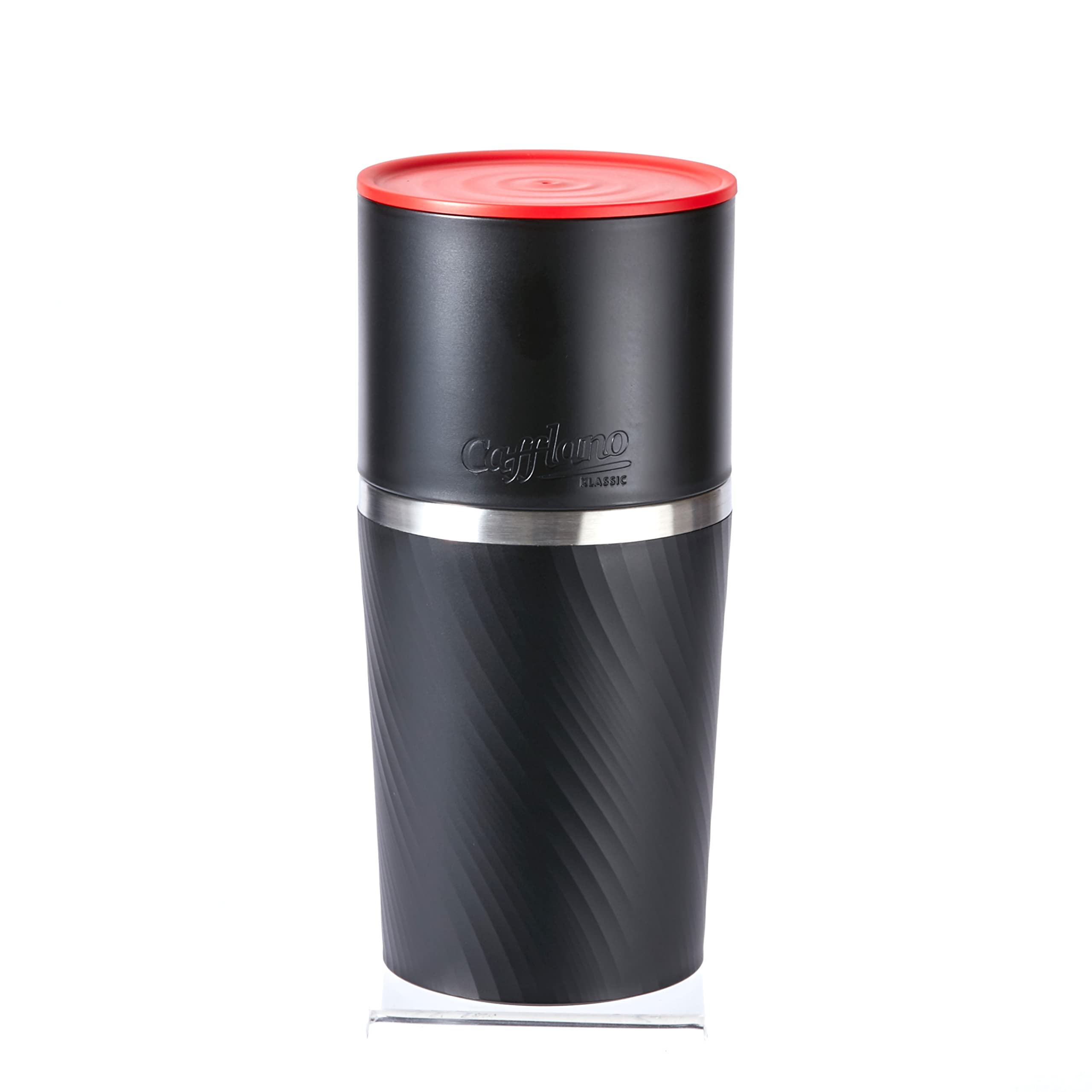 Cafflano Klassic Portable All-In-One Pour Over Coffee Maker - 0.47L Travel French Press with Reusable Filter, Black | Perfect for Camping, Office & Home Brewing