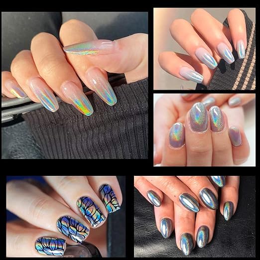 Holographic Nail Powder - Rainbow Unicorn Mirror Effect Glitter Dust for Nail Art | Multi-Effect Holo Powder in 10g Jar | Perfect for DIY Manicures, Salon Nail Designs & Special Occasions