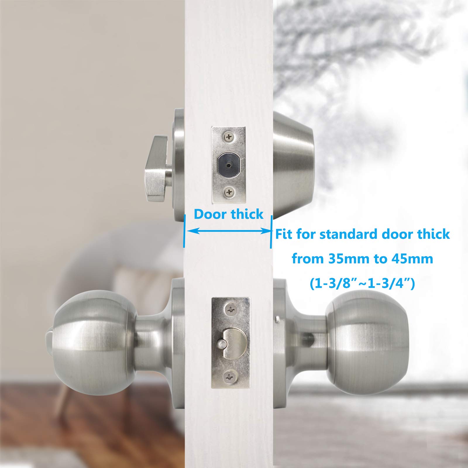 Gobrico Keyed Alike Entry Door Knob & Deadbolt Lock Set - Satin Nickel Finish, 1 Pack | Secure Front Door & Entrance Locks for Home Safety