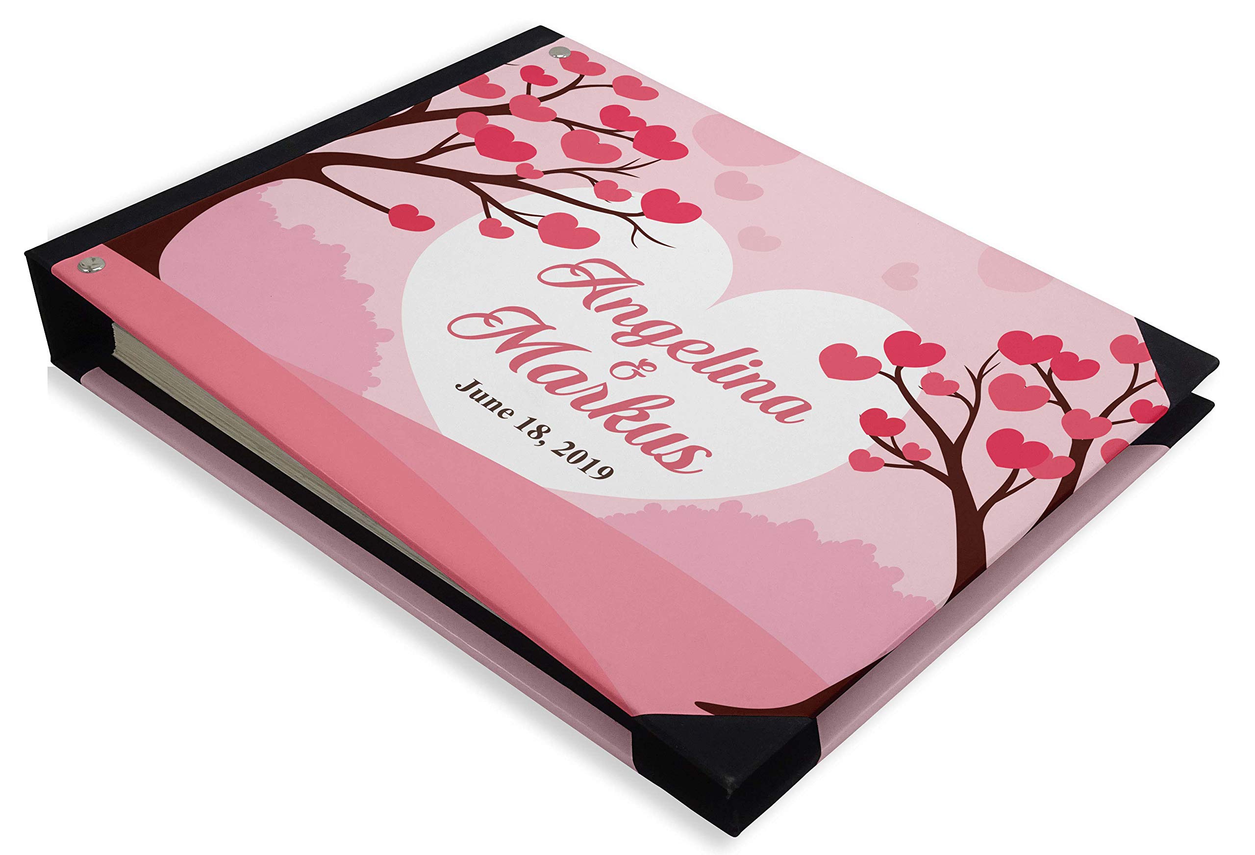 Pink Heart Tree Wedding Guest Book - Elegant Hardbound Guest Sign-in Registry, 9 x 12 Inches - Perfect for Weddings, Anniversaries & Bridal Showers