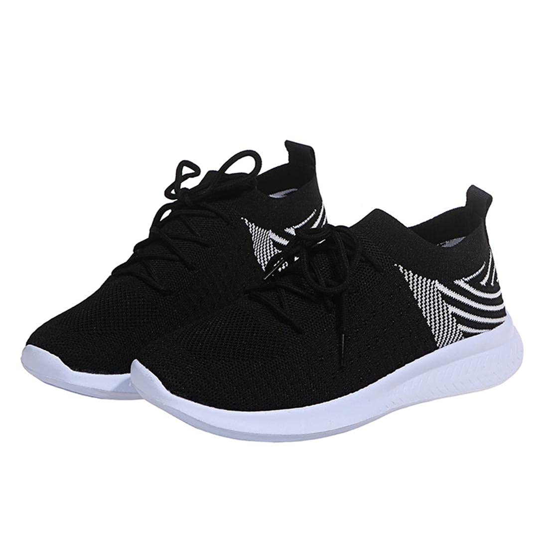 Hbeylia Breathable Mesh Slip-On Sneakers for Women & Men - Lightweight Walking, Running, Tennis & Nursing Shoes - Fashionable Lace-Up Athletic Shoes for Work & Casual Wear - Perfect for Sports, Daily Activities & Nursing Professionals (Black)