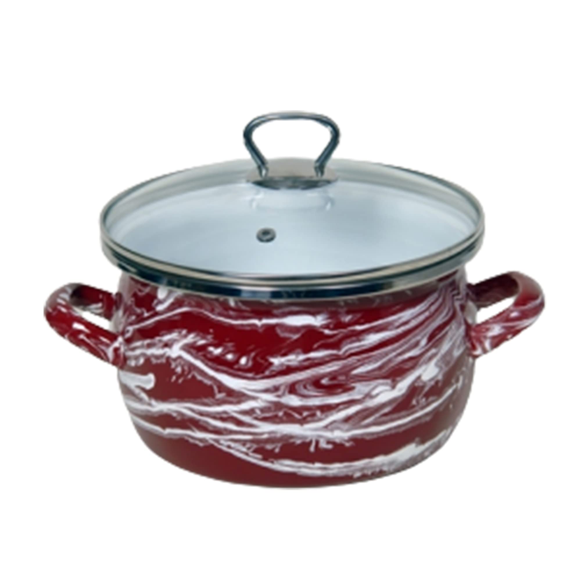 Premium 5.3 Qt Enamel Stock Pot with Glass Lid - Stylish Pale Burgundy Color for Cooking, Boiling & Stewing - Perfect for Home Kitchen, Camping & Party Cooking