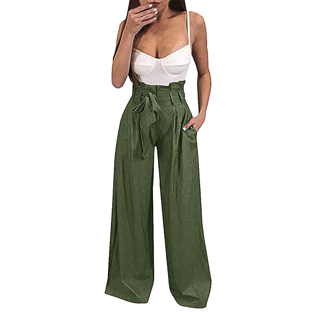iYYVV Women's Striped High Waist Harem Pants - Elastic Bandage Casual Wide Leg Lounge Pants for Yoga, Travel & Comfort Wear