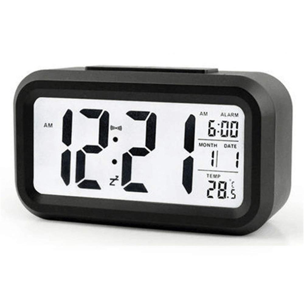 ZKG Digital Alarm Clock with Temperature Display, Snooze Function & Night Light - Perfect for Kids Bedroom, Desk Clock for Children, Wake Up Light for Home, Office, and School (White)
