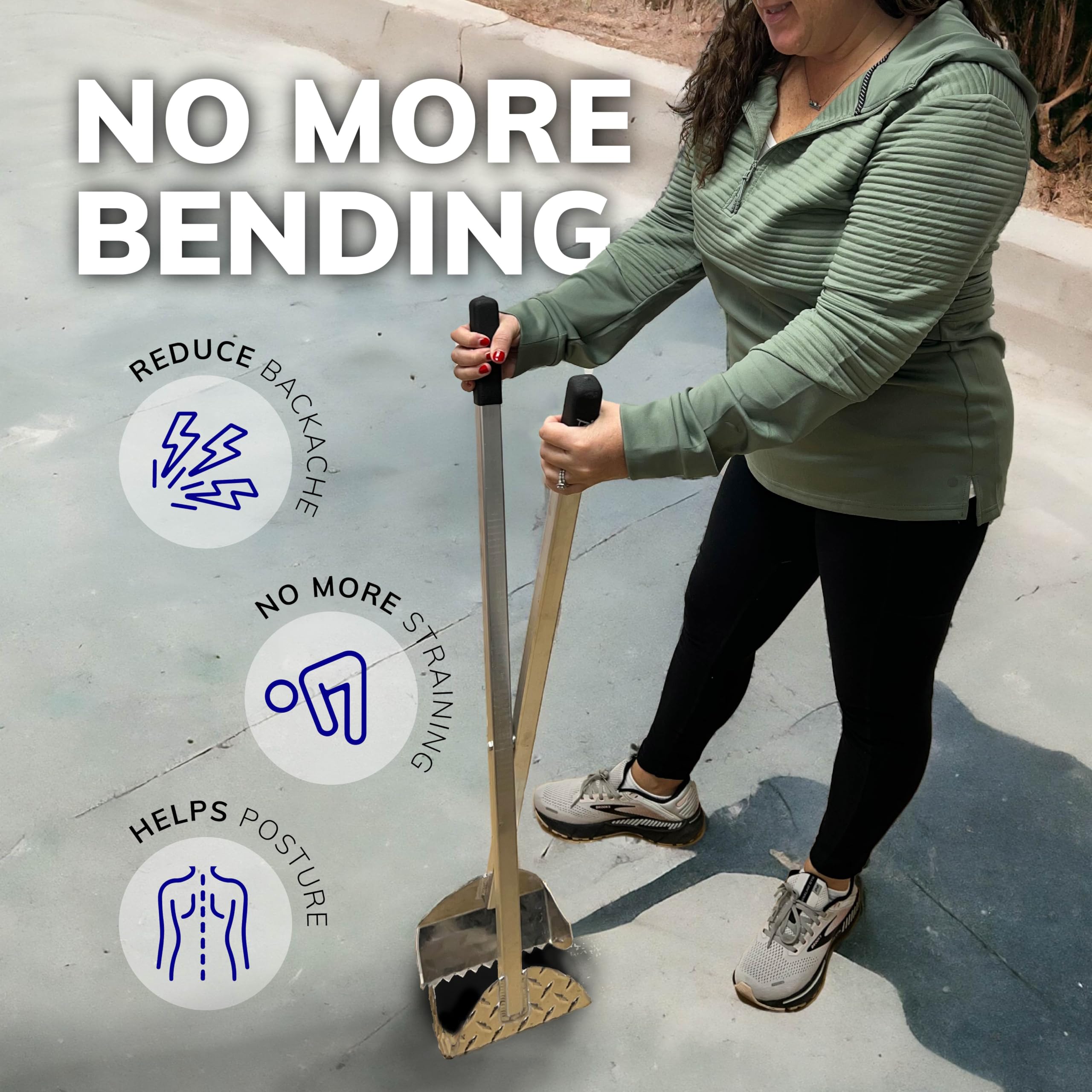 ActiveDogs Heavy Duty Dog Poop Scooper - Durable Welded Aluminum Metal Pooper Scooper with Solid Bolt System - Flat Style Pet Waste Removal Shovel (Made in USA) - Perfect for Backyards, Parks & Dog Walking