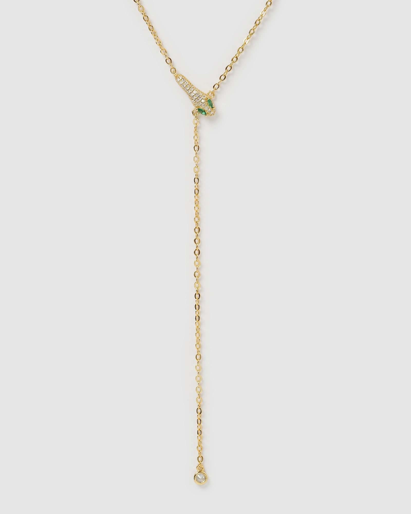 Izoa Hailey Snake Head Necklace in Gold - Elegant Statement Jewelry for Women, Perfect for Parties, Date Nights & Special Occasions