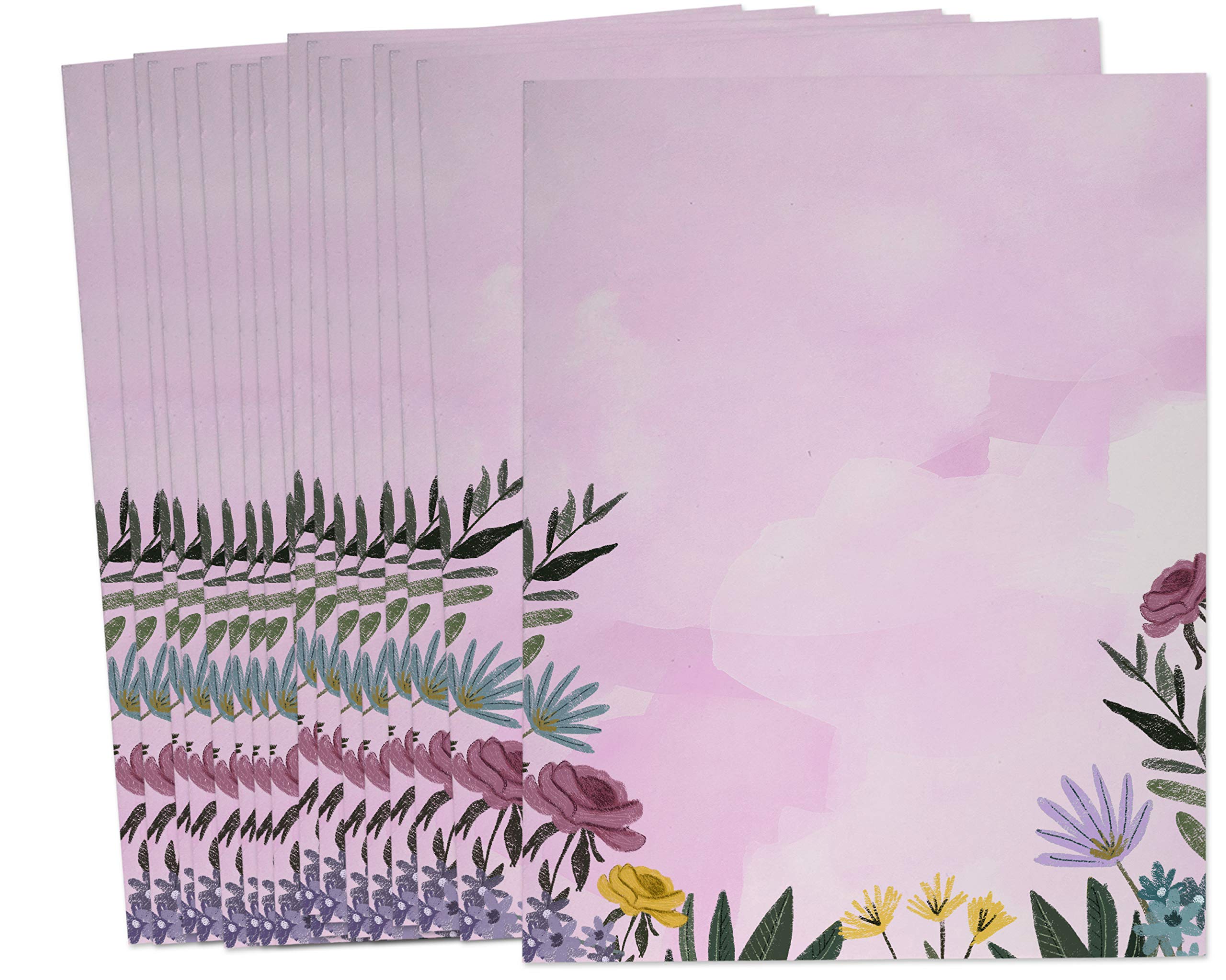 60 Sheets Lovely Floral Stationery Paper - Beautiful Flower Design Writing Paper for Letters, Journals, Scrapbooking & DIY Crafts