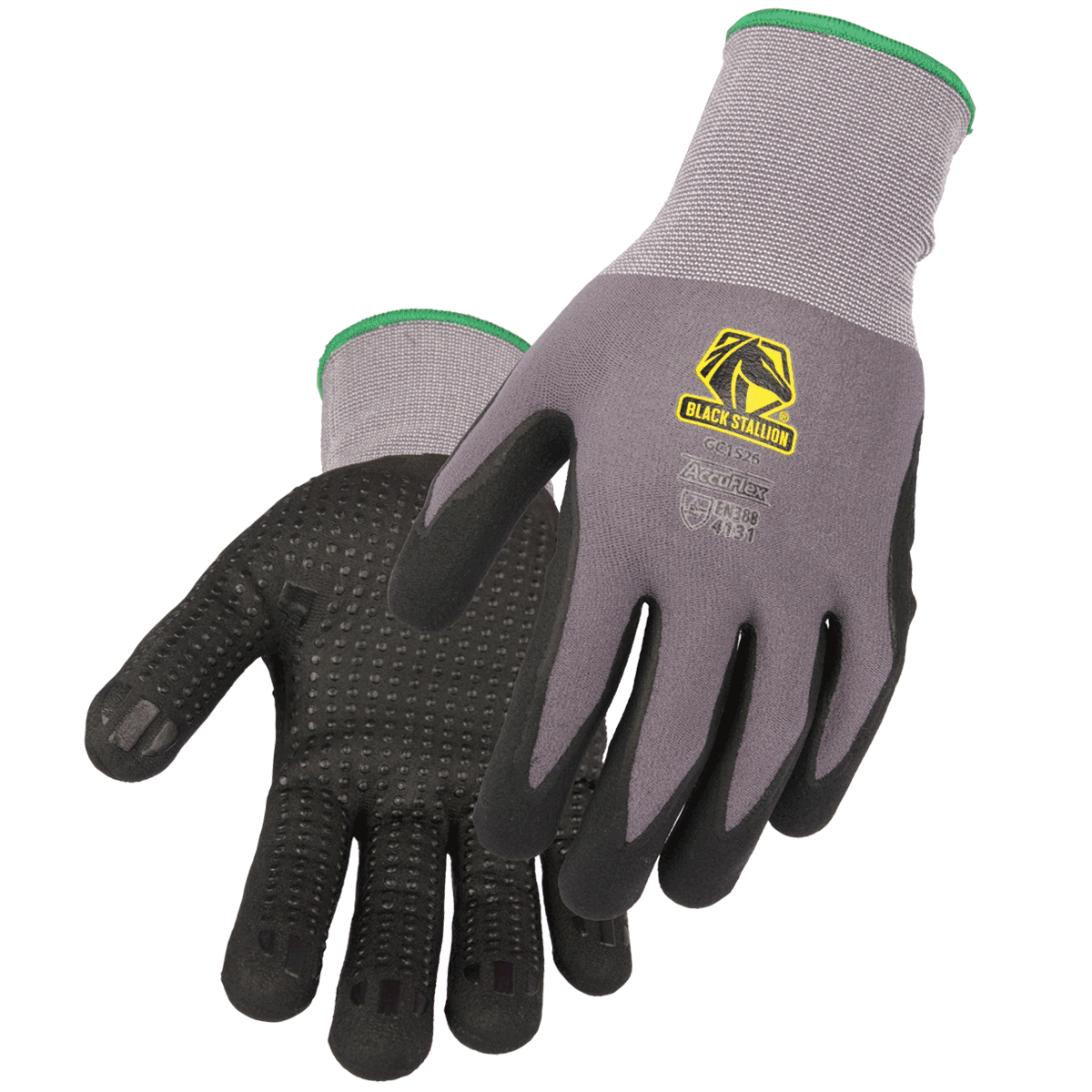 Black Stallion AccuFlex Nitrile Micro Foam Dot Grip Knit Gloves - 12 Pack (GC1526 GB) - Durable Work Gloves for Construction, Gardening & DIY Projects