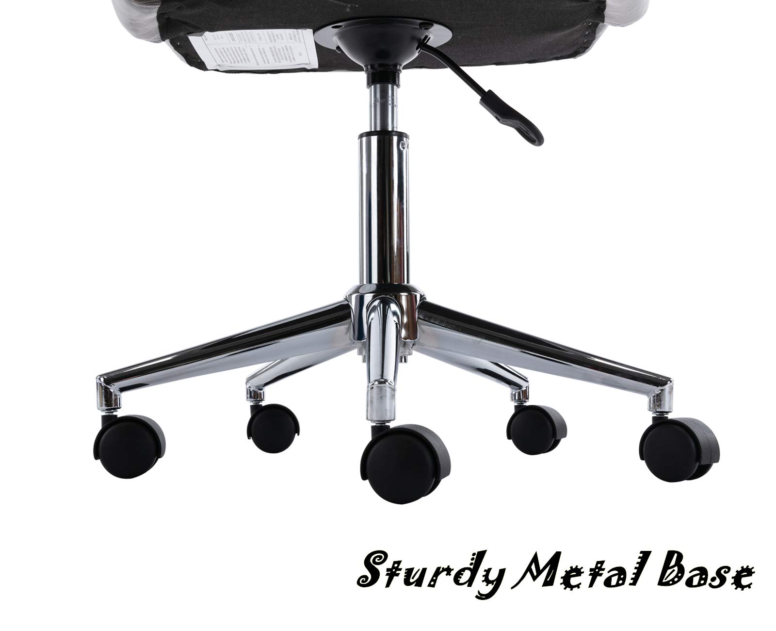 CIMOTA Grey Velvet Armless Desk Chair - Adjustable Height Swivel Office Task Chair for Adults & Teens - Perfect for Study Room, Bedroom, or Home Office Workspace