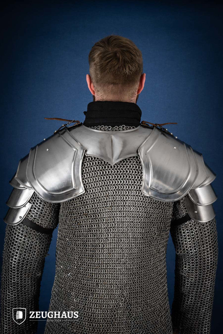Polished Warrior Pauldrons - Medieval Armor Shoulder Guards for LARP, Cosplay & Renaissance Fairs | Authentic Knight Costume Accessory