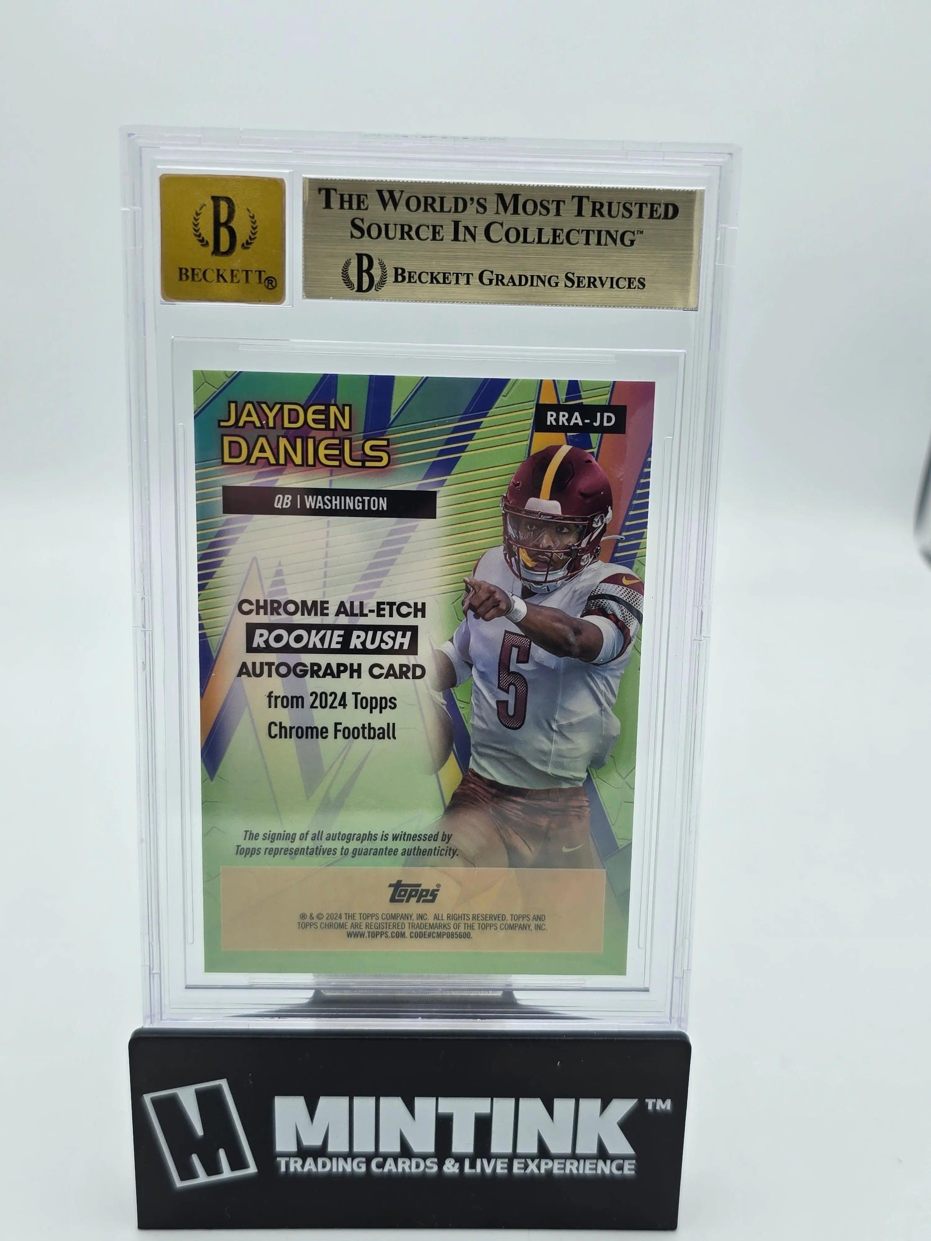 2024 Topps Chrome All Etch Rookie Rush Refractor Auto Jayden Daniels RC BGS 9.5 - Rare Football Trading Card for Collectors & Sports Fans, Perfect for Display, Investment & Memorabilia Collections