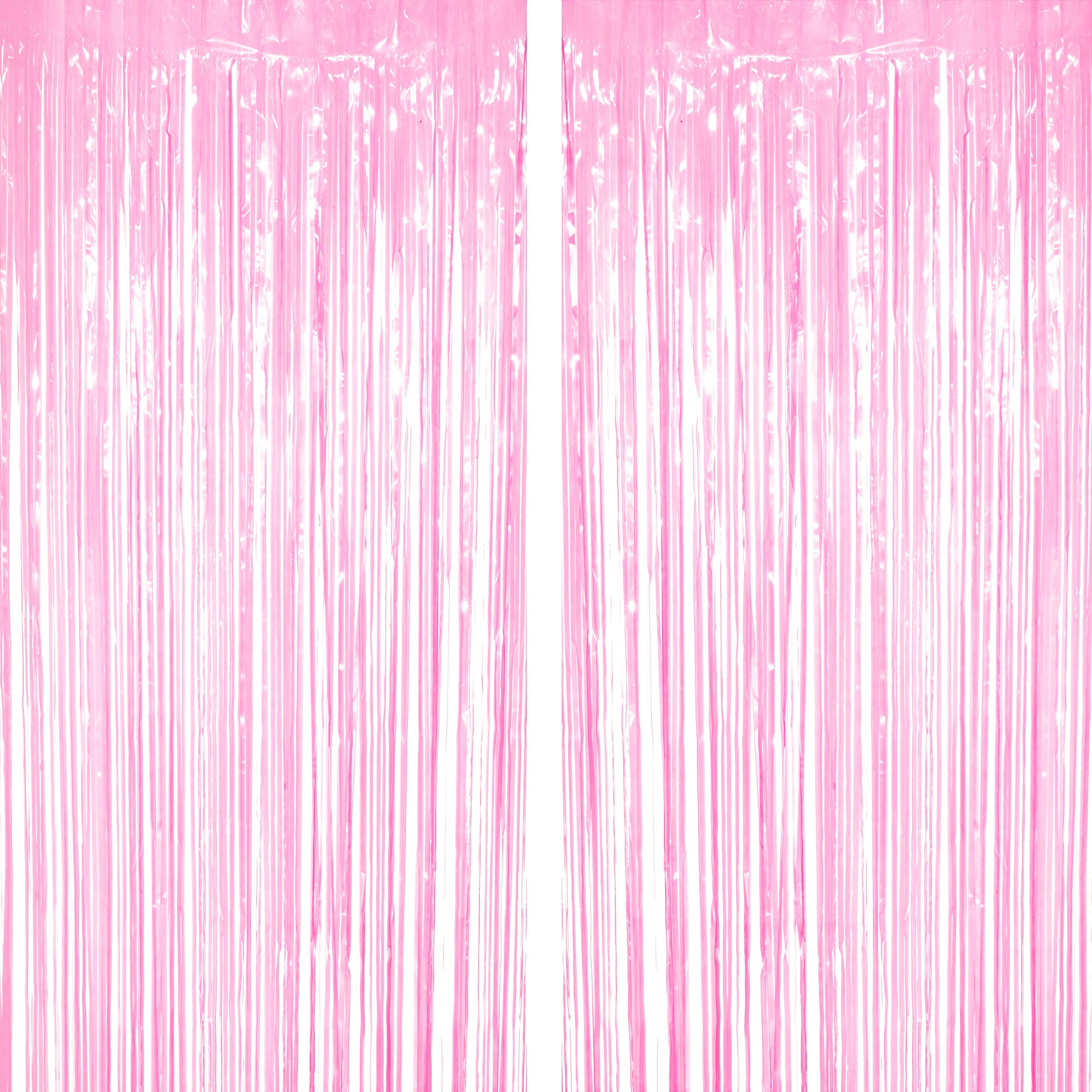 Pink Tinsel Foil Fringe Curtains - 2 Pack Party Decor for Girls 1st Birthday, Baby Shower, Wedding & Photo Backdrops | Glamorous Event & Home Decorations