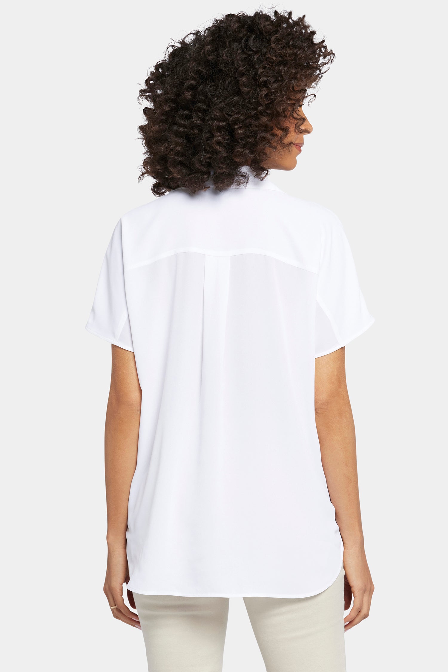 Becky Petite Short Sleeve Blouse in Optic White - Perfect for Office Wear & Casual Outfits