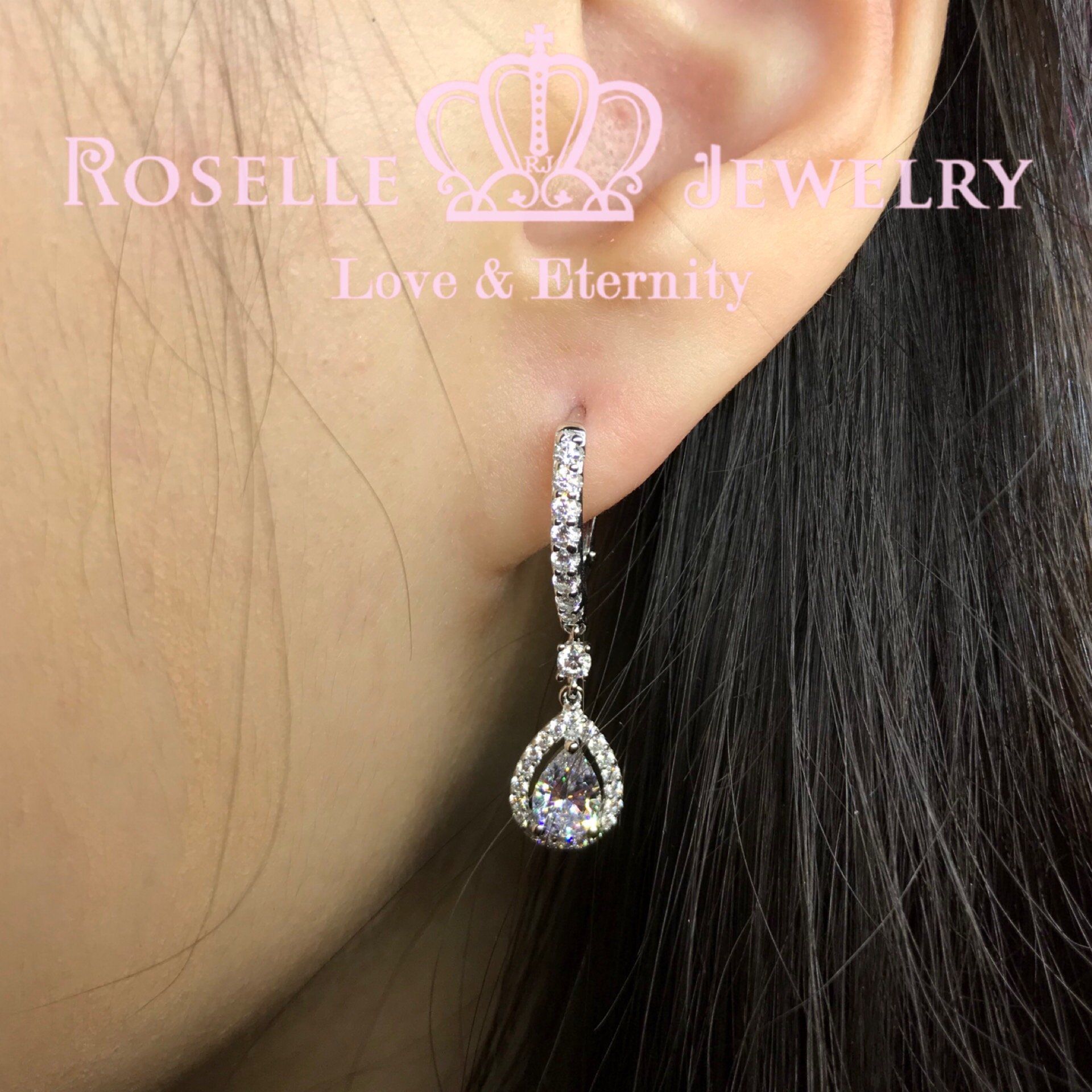 Pear Cut Halo Hoop Drop Earrings - 14K Gold Plated Dangle Earrings for Women, Elegant Wedding & Party Jewelry Gift (EP5) | Perfect for Bridal, Evening Events & Special Occasions