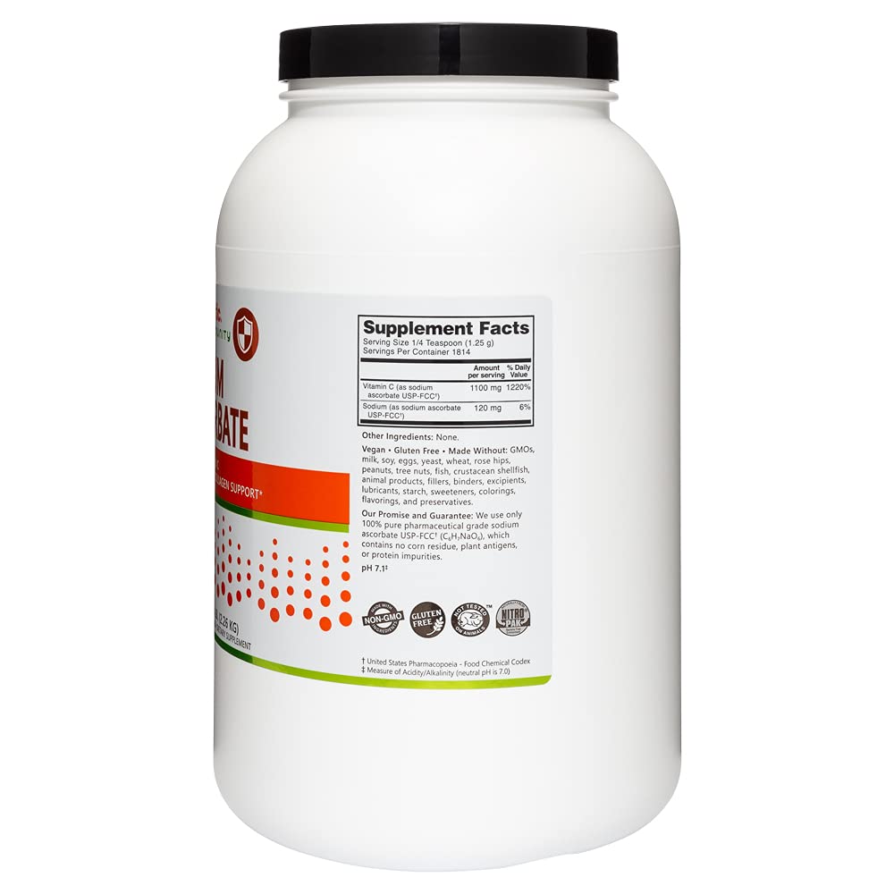 NutriBiotic Buffered Vitamin C Powder - Sodium Ascorbate, 5 lb | Vegan, Non-Acidic & Gentle on Stomach | Immune Booster & Antioxidant Supplement | Gluten-Free, Non-GMO | Perfect for Daily Wellness & Immune Support