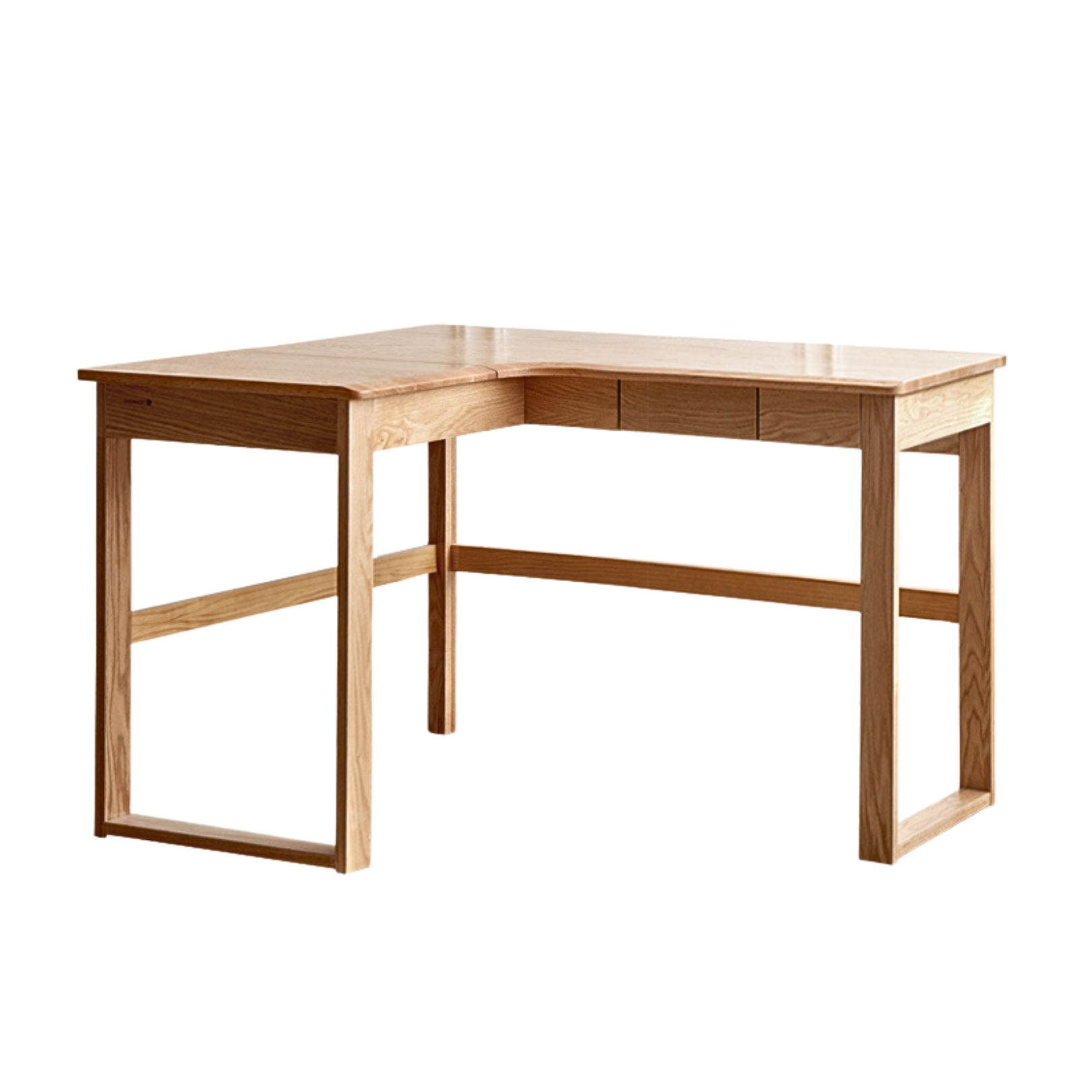 Solid Oak Wood L-Shaped Corner Office Desk - Modern Home & Office Workspace Solution for Productivity & Comfort