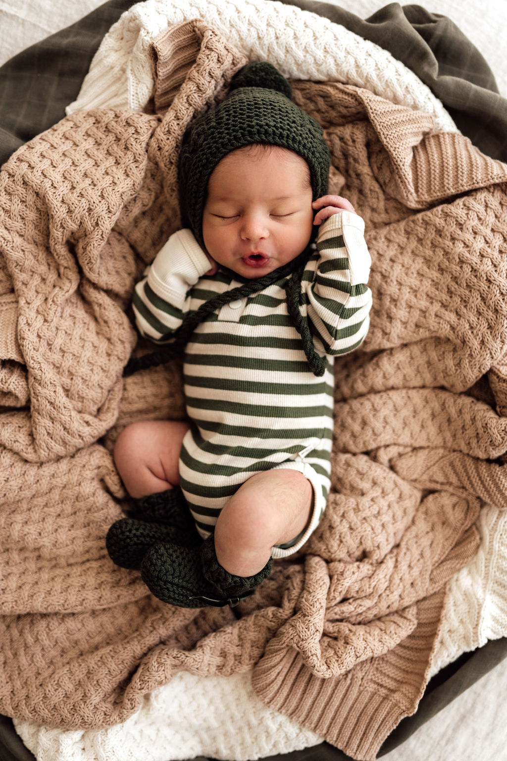 Organic Ribbed Long Sleeve Bodysuit for Women - Snuggle Hunny Olive Striped Baby Onesie | Soft & Comfortable Outfit for Newborns, Infants & Toddlers | Perfect for Playdates, Family Photos & Everyday Wear