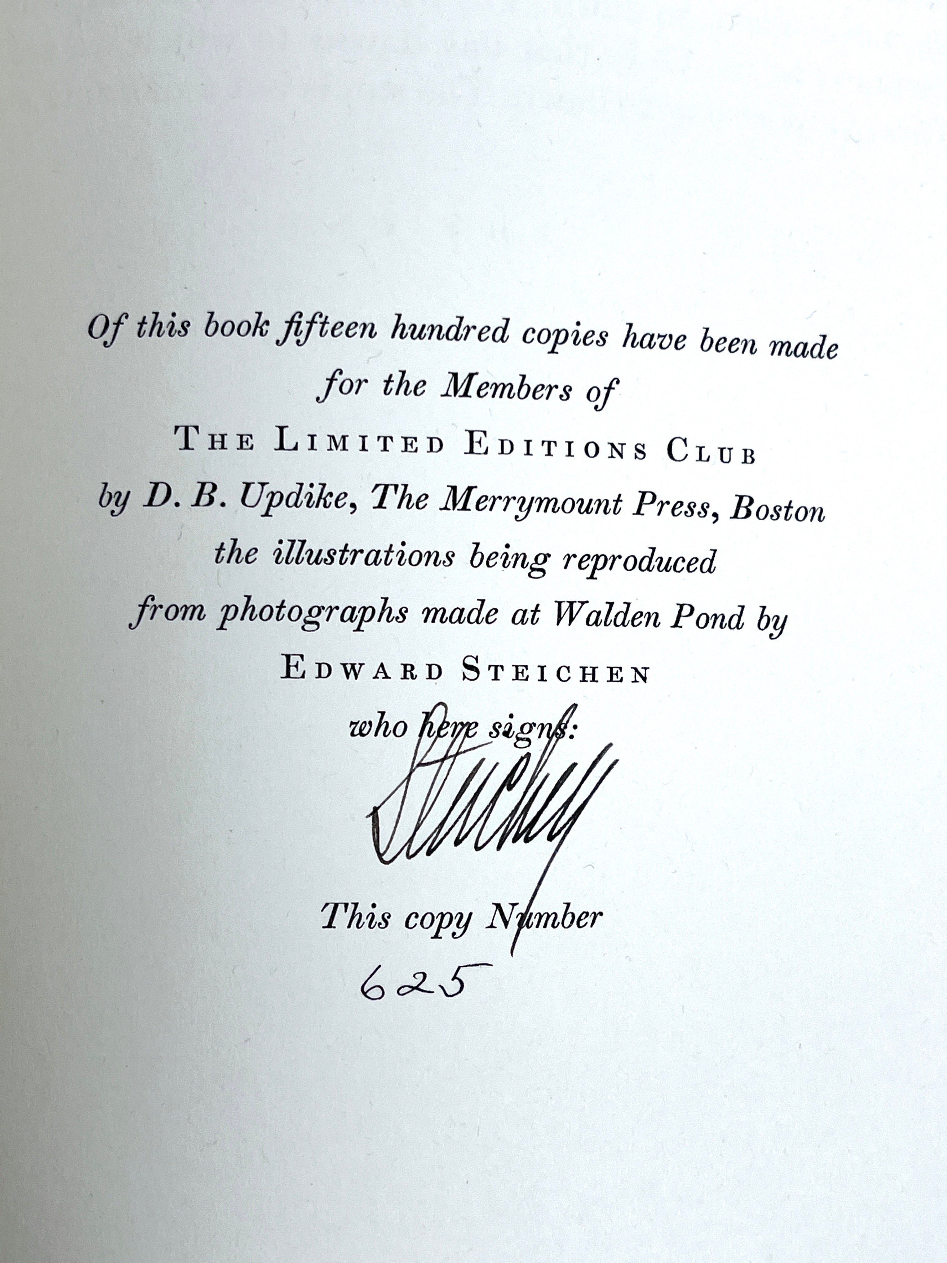 Walden or Life in the Woods by Henry David Thoreau - Limited Editions Club Signed Copy with Edward Steichen Photography | Classic American Literature, Nature Writing & Philosophy Book for Collectors, Home Library Decor and Literary Enthusiasts