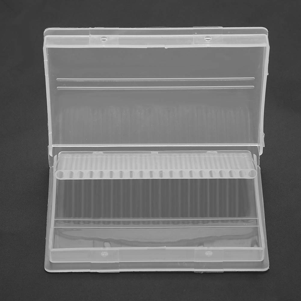 20 Slots Clear Plastic Nail Drill Bits Holder - Dustproof Manicure Tool Storage Box for Nail Salon, DIY Art & Home Organization | Perfect for Professional Nail Technicians & Home Manicure Kits