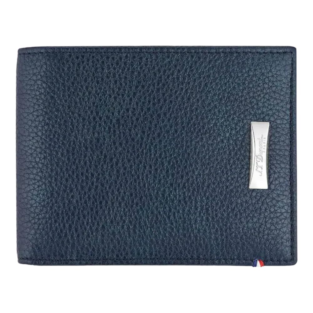 Premium S.T. Dupont Line D Soft Diamond Blue Leather Wallet - Slim RFID Blocking Card Holder for 6 Cards (180270) | Perfect for Business Travel & Everyday Use